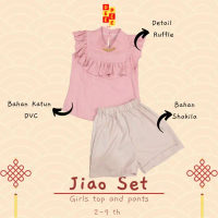 Jiao Set | Baju Imlek Anak Perempuan 2-9 Th Warna Pink Merah Hijau Pasti Promo