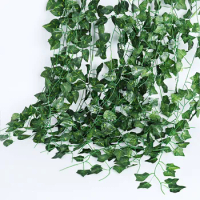 100 artificial silk hanging artificial leaves garland, 1 piece, 2.3M, fake vines, fake bougainvillea, DIY home wedding pie