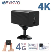 EVKVO 4K 8MP Camera Hidden Built-in Battery 4G SIM Card CCTV Wireless PIR WIFI Mini IP Camera IR Night Vision CCTV Security