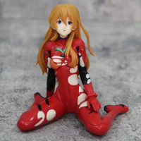 12CM New Anime NEON GENESIS EVANGELION EVA Asuka Kneeling position combats Figure PVC Model Toys Doll Ornaments Gifts