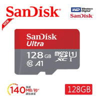 SanDisk 晟碟 (全新升級版) 128GB Ultra microSDXC UHS-I A1 記憶卡 (最高讀速140MB/s 原廠10年保固)