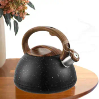 Whistling Tea Kettle Stainless Steel Whistling Teapot 3L Boiling Teapot with Wooden Handle Loud Whistle Tea Kettle for Electric