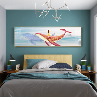 新款滿鉆鉆石畫現代卡通藍色天空鯨魚客廳臥室床頭貼鉆十字繡