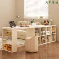 轉角書桌電腦桌子臥室女生化妝梳妝臺書櫃一體實木L型拐角工作臺