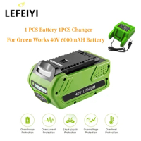 For 40V 200W GreenWorks 29462 29472 22272 G-MAX GMAX Battery+Charger,40V 6000mAh Rechargeable Replacement Battery,