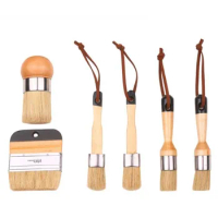 Chalk And Wax Brushes,Flat And Round Chalked Paint Brush With Bristles,Brushes For Chair,Dresser,Cabinets,Wood Furniture