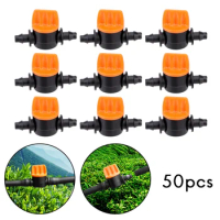 50Pcs 1/4Inch Pipe Mini Valve 4/7mm Hose Controller Barbed Adapter Agriculture Drip Irrigation Watering System Fitting