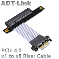 ADT-Link PCIe 4.0 x1 to x8 Riser Cable Male to Female Adapter Support Network Card Hard Disk Card Ex