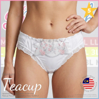 『Ship from MY』Japanese Plus Size Panty Underwear Teacup Flowers Embroidery Bow Youthful 大码内裤 M L LL 