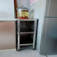 廚房不銹鋼置物架臺立架烤箱微波爐3層鍋架落地可調高腳洗衣機架