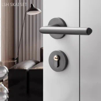 Nordic Aluminum Alloy Bedroom Door Lock High Quality Indoor Door Handle Lockset Quiet Security Locks Door Knob with Lock and Key