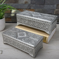 創意歐式復古長方形項鏈首飾盒蘇聯金屬工藝俄式收納盒結婚禮品盒