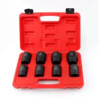 3/4 Inch 8pcs Heavy Duty Socket Wrench, Air Gun Socket Head, Square Hole Pneumatic Socket Set - 19mm