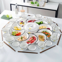 景德鎮創意網紅拼盤 家用盤子陶瓷月亮形拼盤餐具碗碟套裝可定制