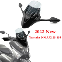 NMAX 155 2022 Motorcycle Windscreen Windshield Wind Deflection Rear Sight Mirror Assembler Fit for Yamaha NMAX155 NMAX125 2021