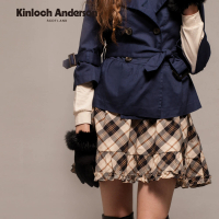 【Kinloch Anderson】氣質蕾絲格紋剪接荷葉五分裙 金安德森女裝 KA026540238(卡其)