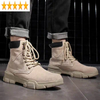 Men Autumn Winter Fleece Warm Military Ankle Large Size Genuine Leather Lace Up Boots 2021 New Brand Safety Shoes