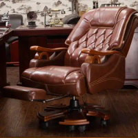 Real leather boss chair. Massage can lie office chair. .012