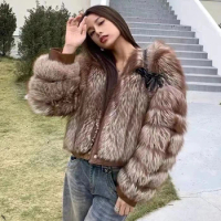 Real Fox Fur Coat Womens 2023 New Winter Women Natural Fox Fur Coat Short Best Selling Clothes For Women
