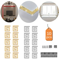 10pcs Acrylic Wall Mirror Sticker with Adhesive 16x16cm for Home Decor Waistline Skirting Edge Strip Corner Line Ceiling Border
