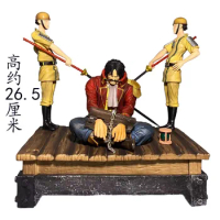 Anime One Piece Soldier Execution Platform Roger Seated Handcuff Roger Gol D Roger Figure Tabletop Decorations Model Toy Gift