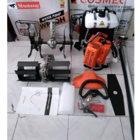 Paket mesin potong rumput 328(2tak)+(2 set)Cultivator  bajak sawah(3in1)