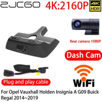 ZJCGO 4K DVR Dash Cam Wifi Front Rear Camera 24h Monitor For Opel Vauxhall Holden Insignia A G09 Buick Regal 2014~2019