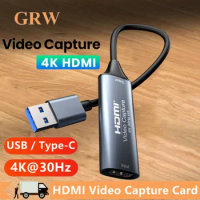 4K HDMI to Type C USB 3.0 Video Capture Card USB Game Video Grabber For PC Game Switch Xbox PS4 Camera Recording Live Streaming