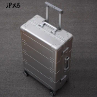 Graded Version Aluminum Magnesium Alloy Travel Suitcases with Wheels Free Shipping Medium Size Luggage Metal Frame Draw Bar Box