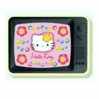 asdfkitty*日本製 KITTY 50週年紀念 復古電視機造型磁鐵-扶桑花-冰箱貼 裝飾磁鐵-正版商品