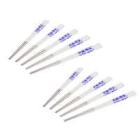 【Buffalo 牛頭牌】小牛彩晶不鏽鋼筷10入組-青花瓷(304不鏽鋼 SGS檢驗合格)