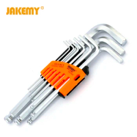 JAKEMY 9pcs Wrench Set Chrome-vanadium Hex Key Metric Allen L-Wrench Hexagon Mechanic Repari Tools Set