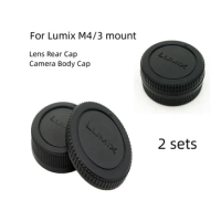 2 PCS Rear Lens Cover+Camera Body Cap Anti-dust Protection ABS Plastic Black for Panasonic Olympus Lumix M4/3 M43 MFT GH3 GH4