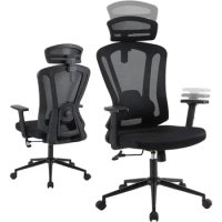 Ergonomic Home Office Chair, High Back Desk Chair, Black Mesh Computer Gaming Chair with Tilt Function