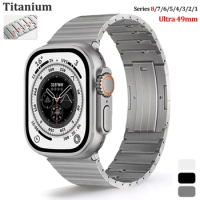 Luxury Titanium Strap For Apple Watch Band Ultra 49mm 41mm 45mm Link Bracelet For iWatch Series 8 7 6 5 4 3 SE 38 40mm 42mm 44mm