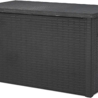 Keter Java XXL 230 Gallon Resin Rattan Look Large Outdoor Storage Deck Box for Patio Furniture Cushions, Pool Toys, and Garden