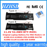 11.4V 52.4WH BTY-M491 Original Laptop Battery For MSI Modern 15 A10M-014 A10RAS-258 A10RB-041TW A10RD A11M A11SB-059 A4MW