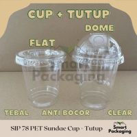[ISI 50 PCS] SIP 78 Cup Sundae PET 8 Oz + Tutup / Ice Cream Cup + Lid / Wadah Es Krim Tebal Polos Be