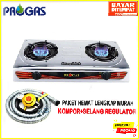 Kompor Gas 2 Tungku Progas Stainless Steel PG-269 Api Biru Kualitas Premium Standar SNI Anti Kara