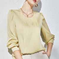 mulberry silk top French Romantic Bright Yellow 19 Mm Shirt Mulberry Silk Top Female