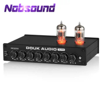 Nobsound HiFi 7-band EQ Equalizer Vacuum Tube Balanced XLR Stereo RCA Pre-amplifier with Tone Control for Desk Speaker
