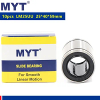 10pcs MYT high precision LM25UU 25*40*59mm Linear Ball Bearing Bushing LM25 25mm For 3d Printer Cnc Parts