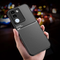 For Vivo V29E Global Shockproof Case Magnetic Car Holder Leather Silicone Case Phone Fundas Vivo V29E Global Cell Phone Coques