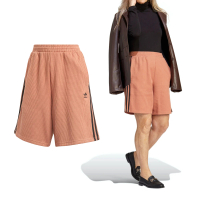 adidas 愛迪達 Bermuda Shorts 女款 粉橘色 亞洲版 休閒 華夫格 針織 質感 寬鬆 短褲 IC5451