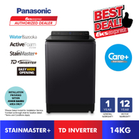 Panasonic Inverter Top Load Washing Machine (14KG) NA-FD14V1BRT with Hot Wash Washer
