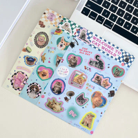 Retro amerika gaya haiwan pelekat Cute Cat Bear Bear Scrapbooking Diy Hiasan Hiasan estetik Laptop S