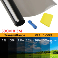 50cm X 3m 1/5/15/25/35/50 Percent VLT Window Tint Film Glass Sticker Sun Shade Film for Car UV Protector foils Sticker Films