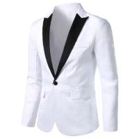 Men Blazer Suit Jacket Long Sleeve Men Suit Blazers Formal Blazer Single Button Contrast Color Suit Coat Suits For Men