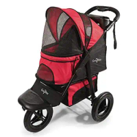Red Jogger Pet Stroller Smart-Canopy Front &amp; Rear Entries 75 lbs Capacity Safety Tethers Smart-Reach Handle Foldable Storage