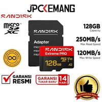 JPC KEMANG Sandisk MicroSD Extreme Pro 128GB 250MB/s Micro SD 128 MicroSDXC GARANSI RESMI